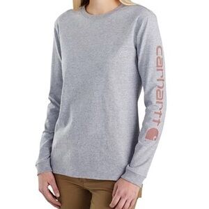 Carhartt Gray Long Sleeve with Pink Logo Detail